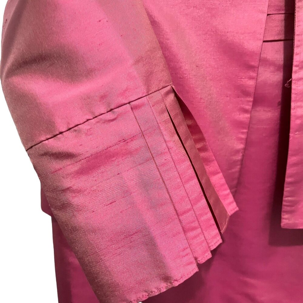 Dress Suit Vintage Womens 90s MILLER SHOR 100% Silk 2-piece Two-Tone Pink Tan 12 - Picture 2 of 16